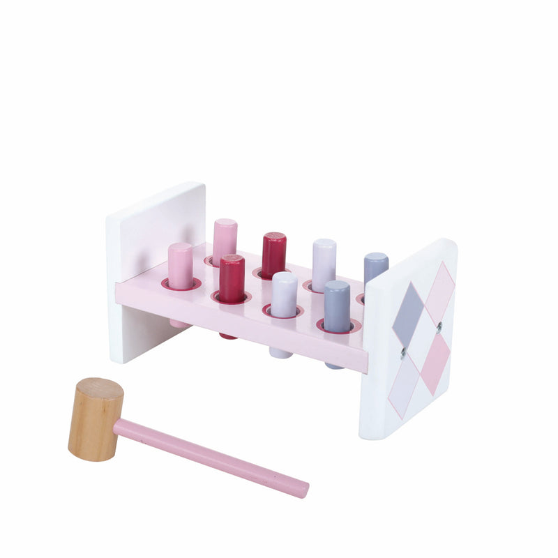 Jipy Jipy Banco Martillo de Madera + 8 Bolígrafos Rosa