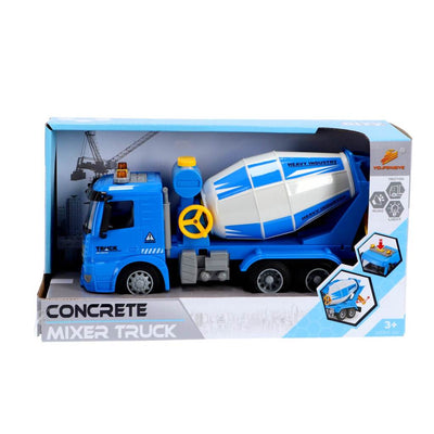 Overige merken betonmixer truck 30 cm + licht en geluid blauw grijs