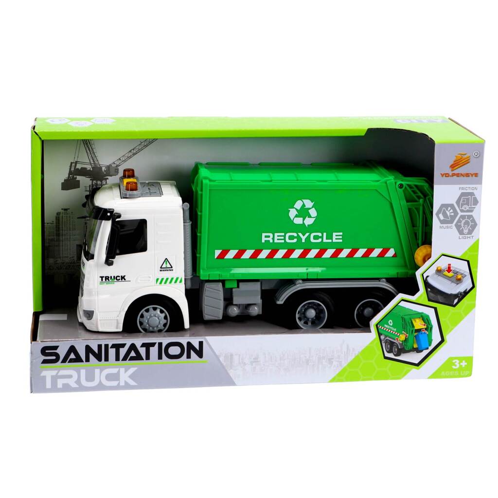 Otras marcas reciclan camión de basura de 30 cm + luz y sonido verde blanco blanco
