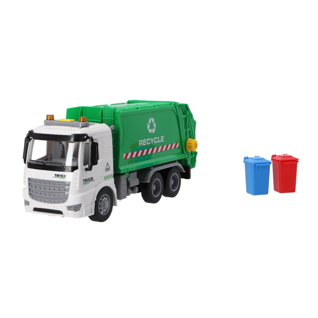 Otras marcas reciclan camión de basura de 30 cm + luz y sonido verde blanco blanco