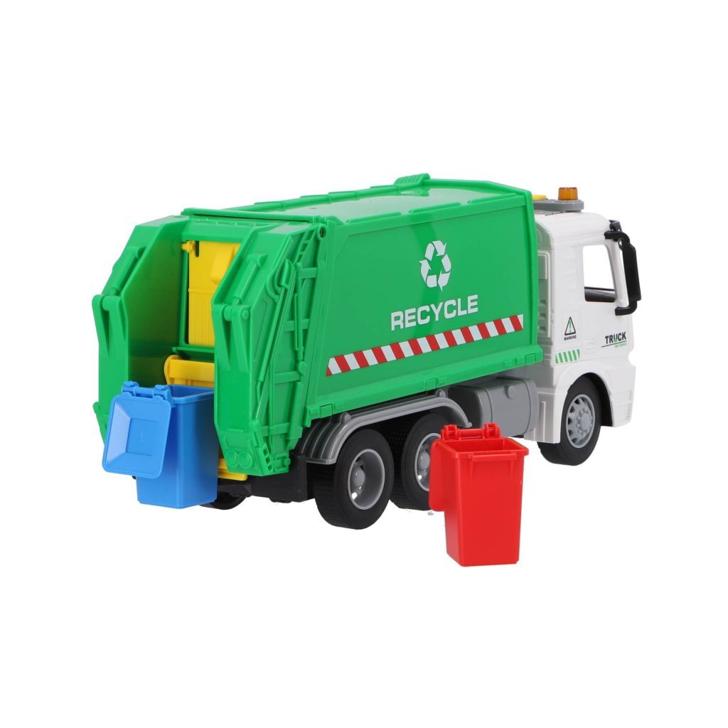 Otras marcas reciclan camión de basura de 30 cm + luz y sonido verde blanco blanco