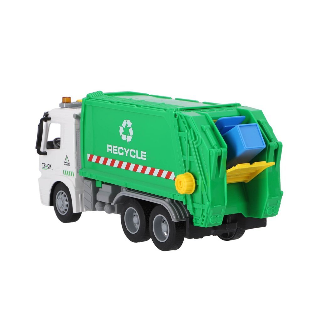 Otras marcas reciclan camión de basura de 30 cm + luz y sonido verde blanco blanco