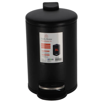 Papelera con pedal Daily Home 3l negro | 2 piezas
