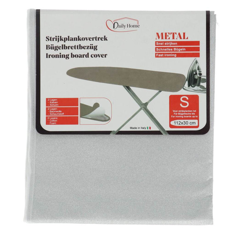 Daily home strijkhoes metal s 112x30 cm grijs katoen schuim