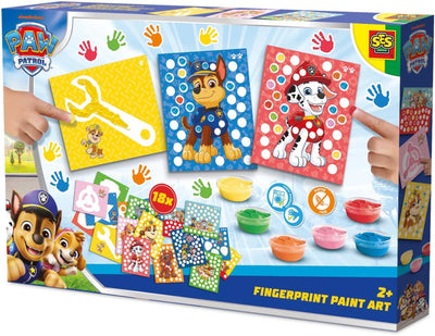 Ses creative paw Patrol - pittura con impronte digitali - lavorazione artigianale - senza glutine - lavabile - per bambini dai 2 anni - 6 colori - 18 carte