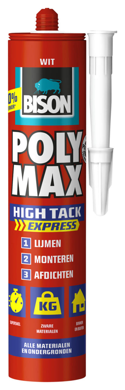 Bison poly max high tack wit 425g