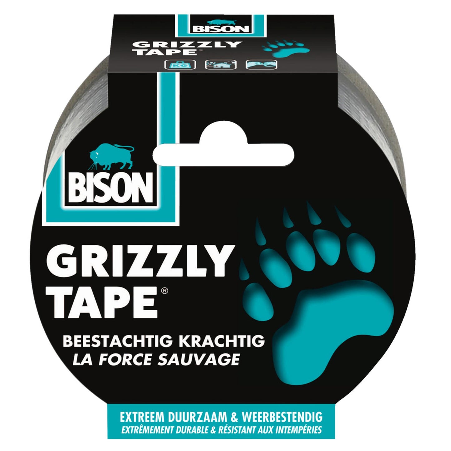Cinta bisonte grizzly plata rollo 25mx5cm