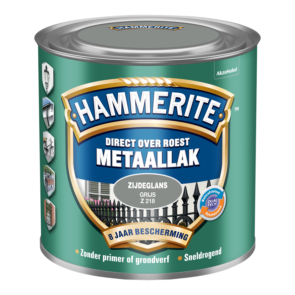 Hammerite metaallak zijdeglans | grijs | z218 | 250ml - 5123986