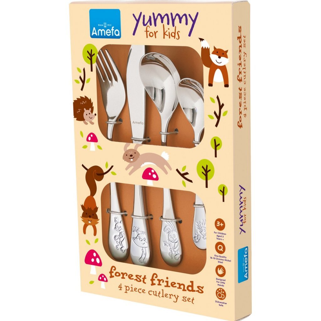 Amefa amefa 4 piezas CUCHORTERS CUCHORTY SET FOREST AMIGOS de plata de alto brillo