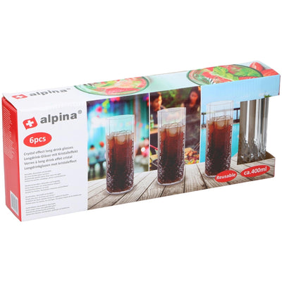 Set bicchieri long drink Alpina in plastica 400ml