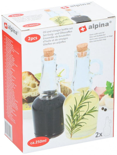 Bottiglia di aceto ad olio alpina da 250 ml di vetro 2 pezzi