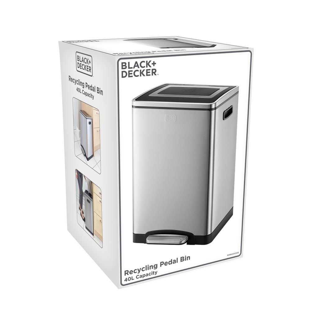 Black Decker Black Decker Pedal Bin 2x20l Silver Nero