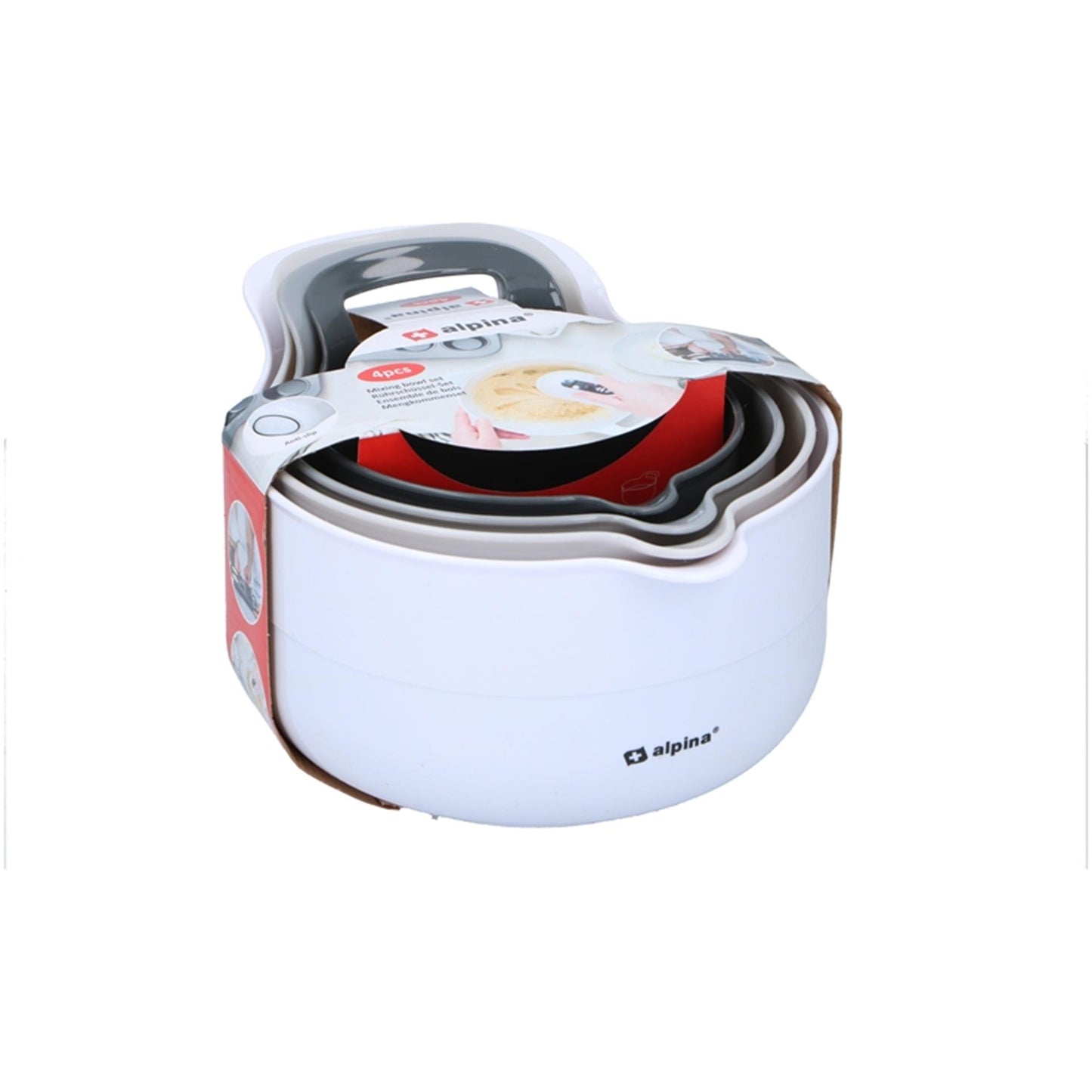 Alpina mezcla tazones 1.2-3l 4 piezas de gris blanco