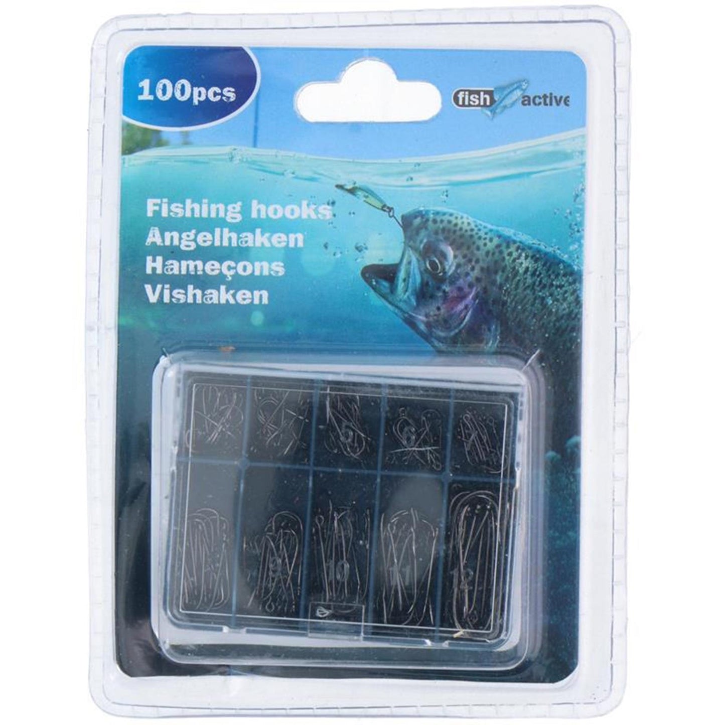 Assortimento di ami da pesca a vita in 5 misure, 100 pezzi