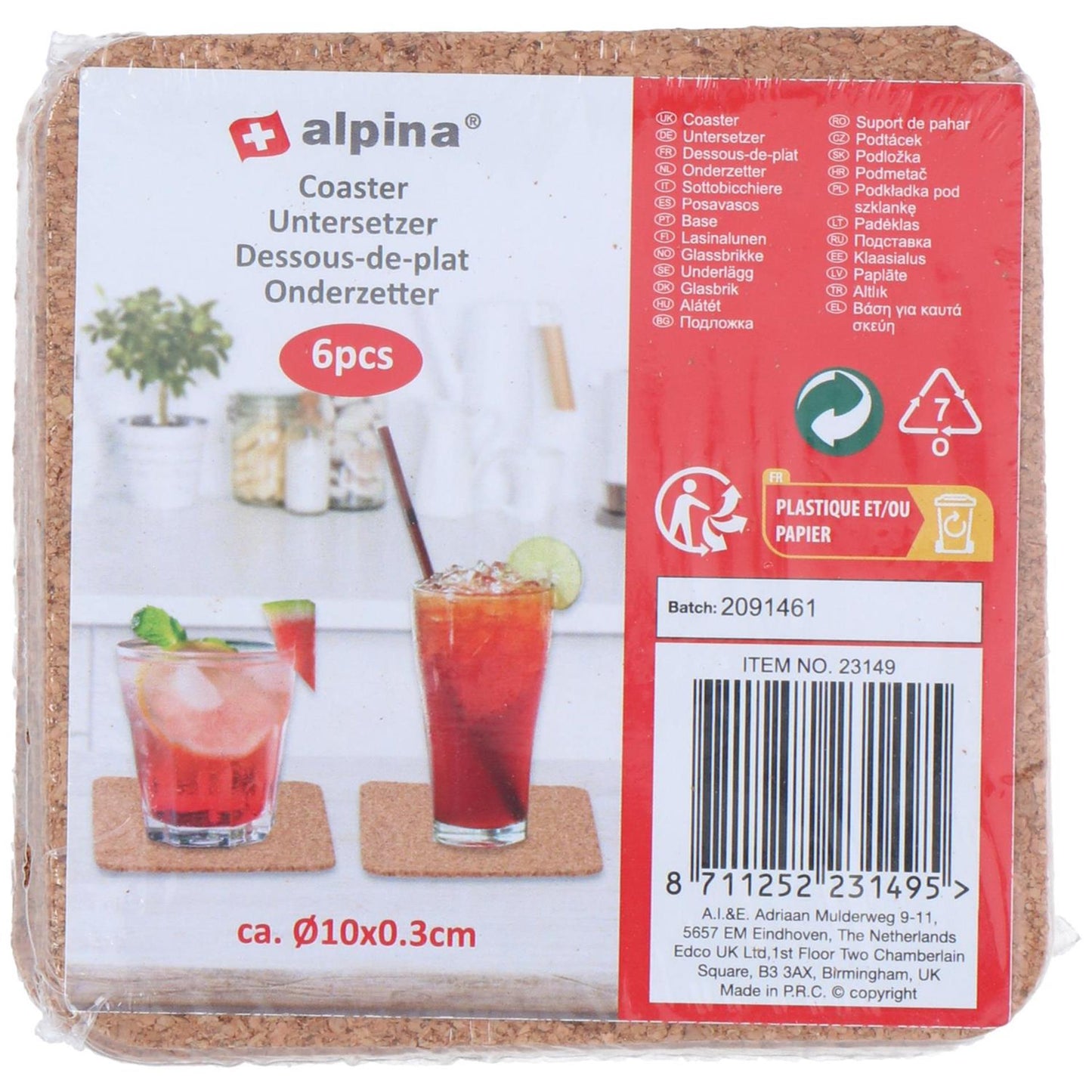 Alpina coasters cork 6 pcs. ø10cm