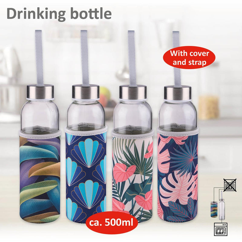Alpina drinkfles glas 500ml + hoes