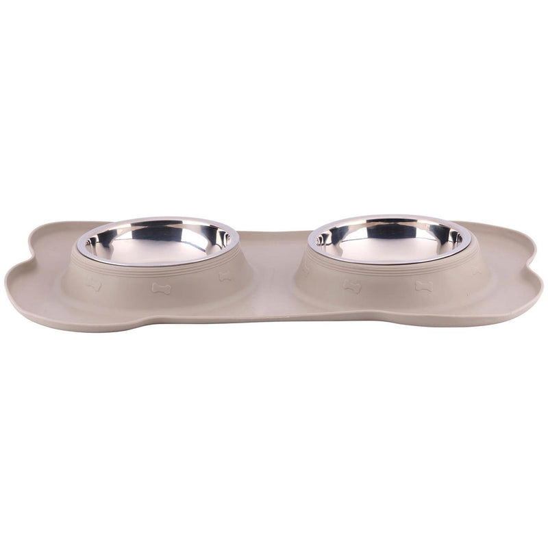 Pet voerbak met mat en stalen bak 45x27 duo