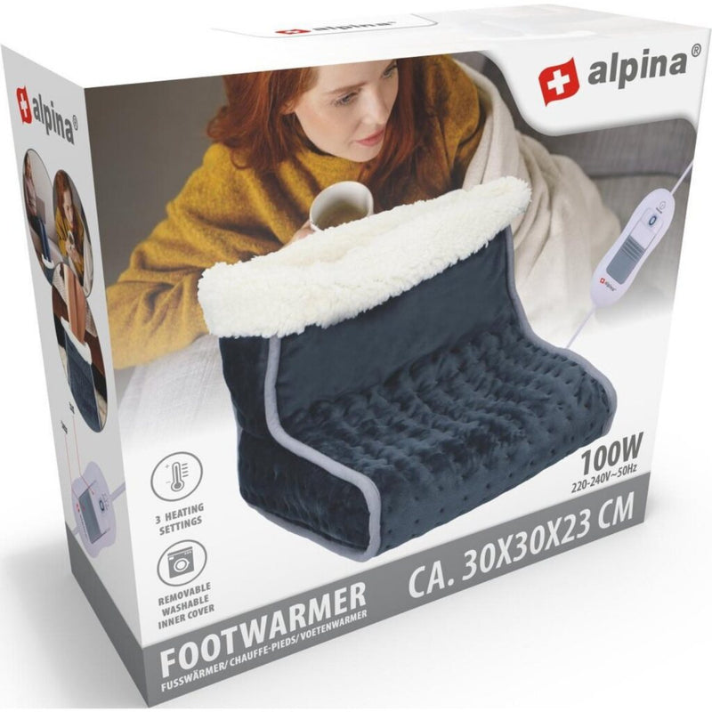 Calentador de pie eléctrico de alpina 30x30x23 cm de blanco gris