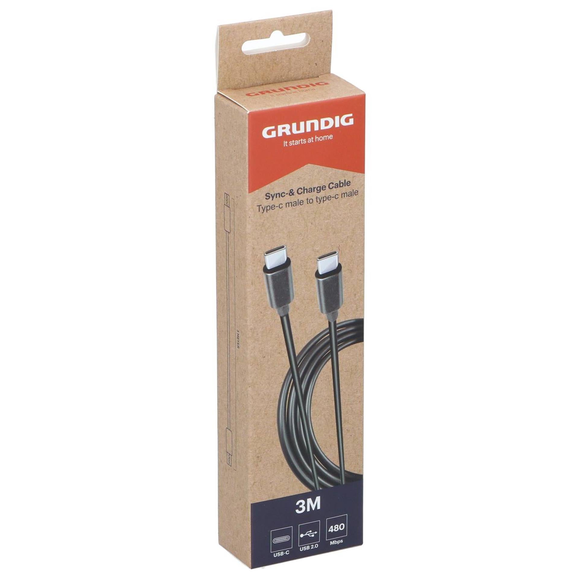Cavo di sincronizzazione e ricarica Grundig da USB-C a USB-C 3 metri
