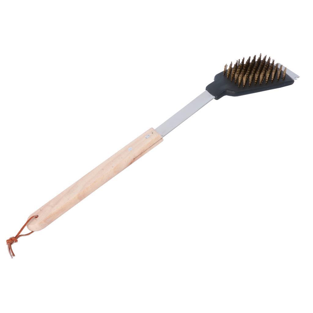 Bbq collection borstel met schraper rvs eiken