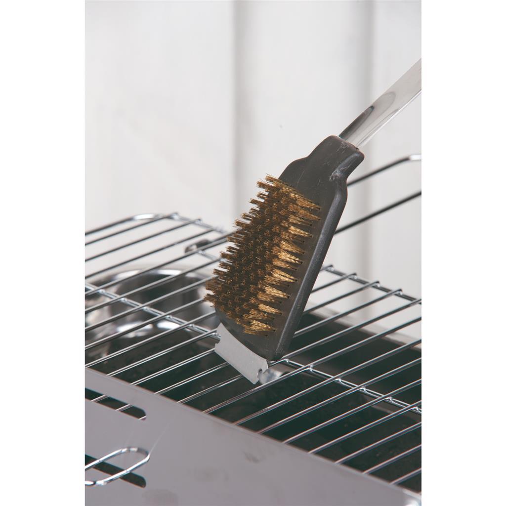 Bbq collection borstel met schraper rvs eiken