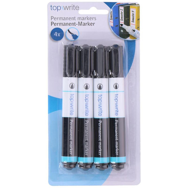 Rotuladores permanentes Top Write negros.