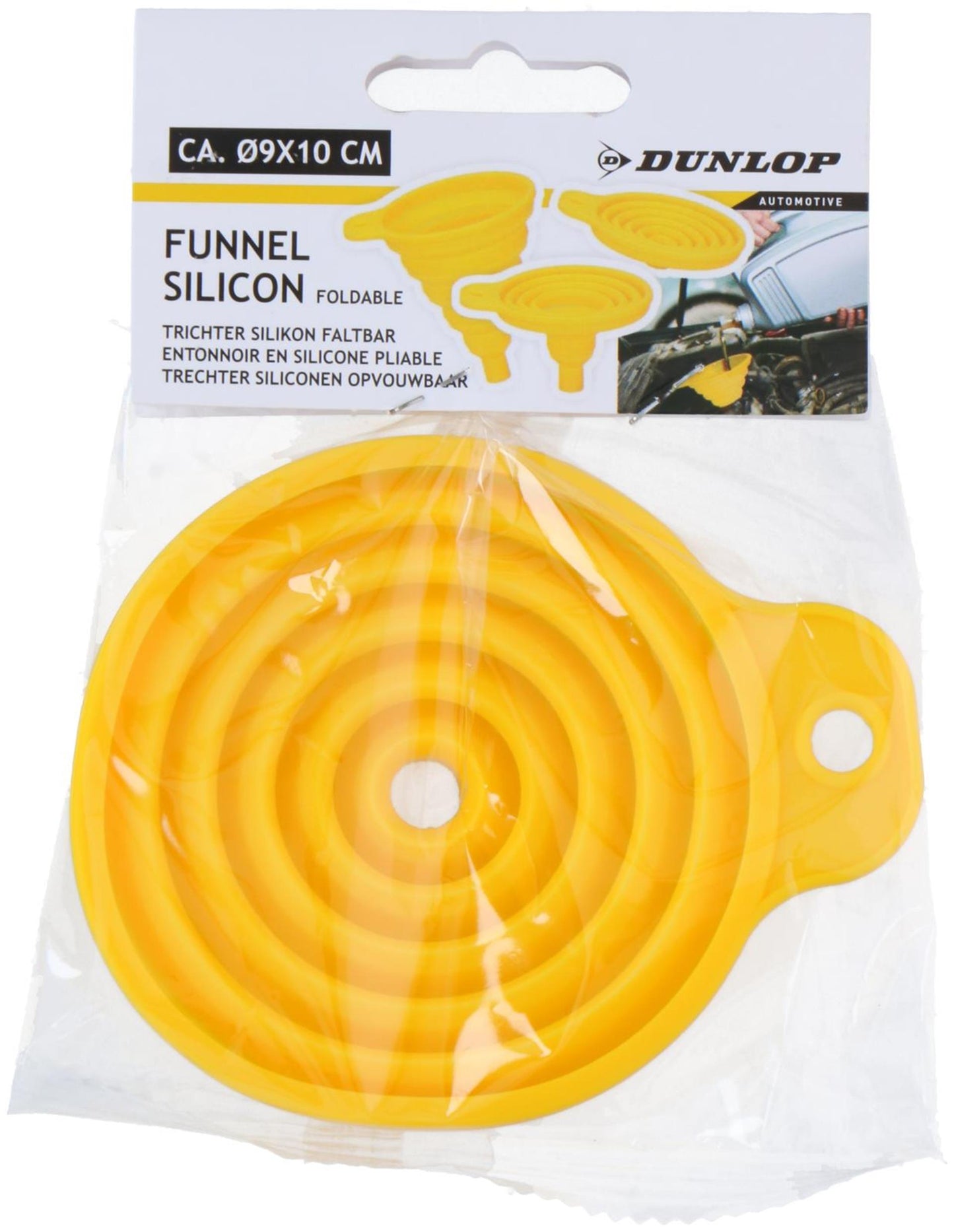 Embudo Dunlop plegable ø9x10cm amarillo