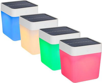 Grundig Grundig Lámpara Iluminación de jardín sobre energía solar Naranja blanca Blue verde Luz de hasta 8 horas de luz