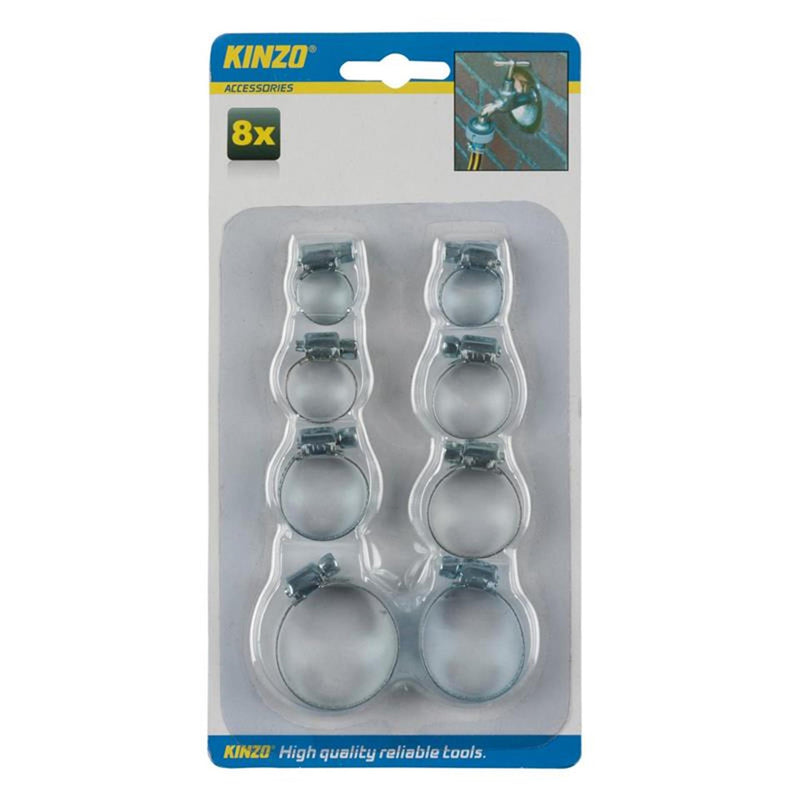 Abrazaderas de manguera Kinzo tarjeta de 8 piezas