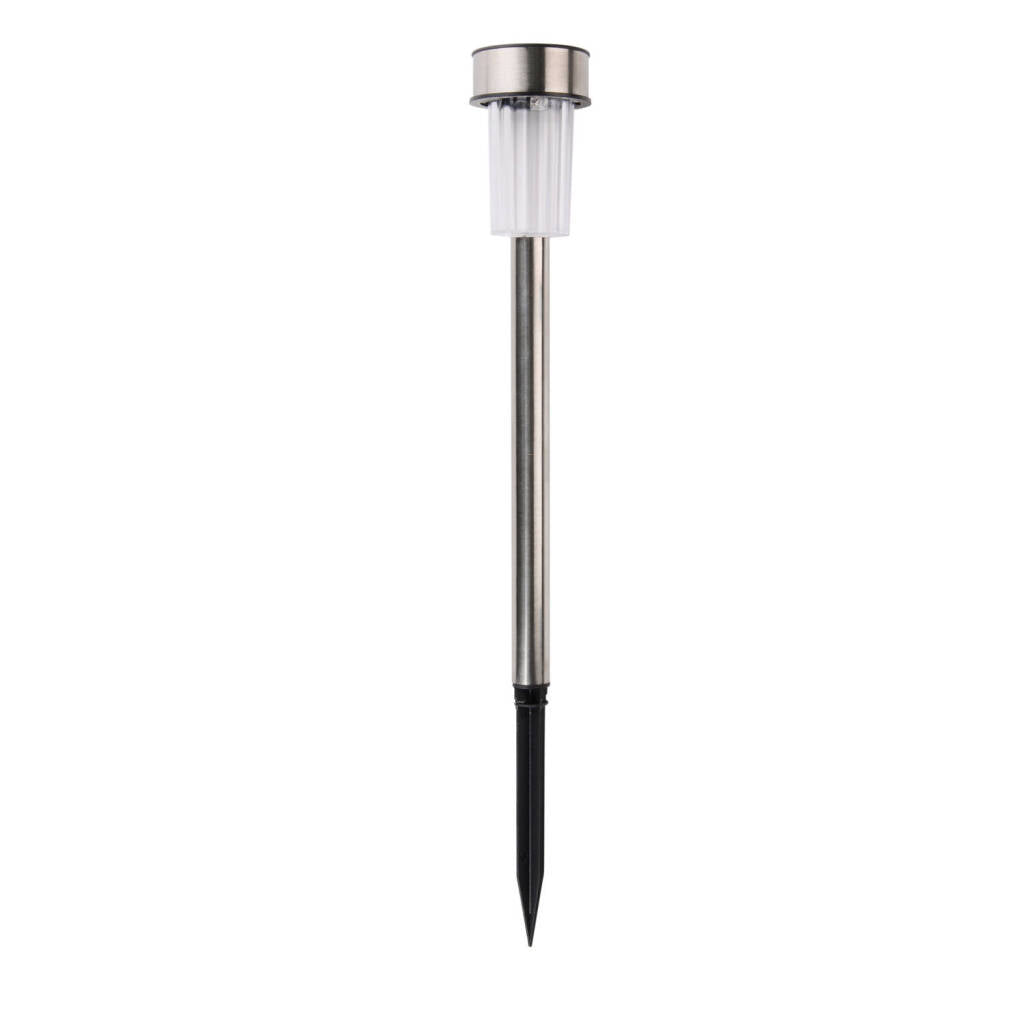 Grundig Grundig Torches de jardín 10 piezas Pie Spot on Solar White Light IP44 Lación de batería resistente al agua 6-8 horas 4.8x36.5 cm Acero inoxidable