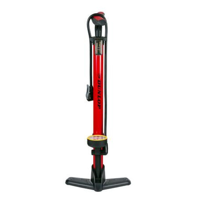 Bomba de bicicleta dunlop roja con manómetro