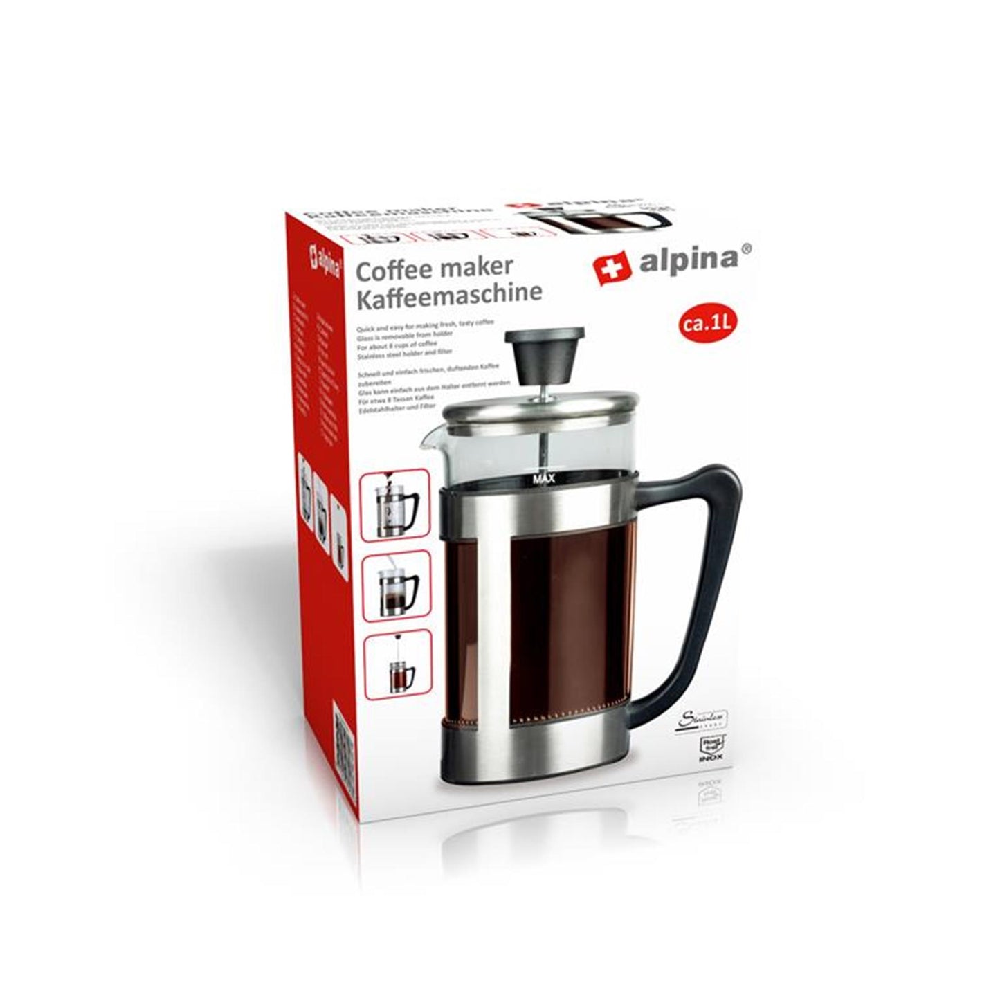 Cafetera Alpina 1l 10x21,5cm s