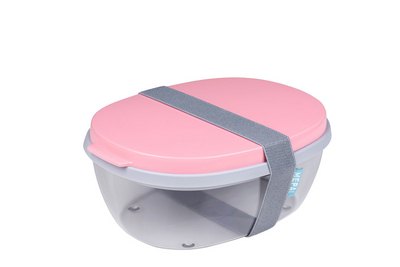 Caja de ensalada Mepal ellipse - con mini caja - rosa nórdico