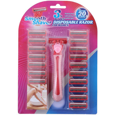 Juego de maquinilla de afeitar Lifetime Touch of Beauty de 21 piezas y 3 hojas para mujer