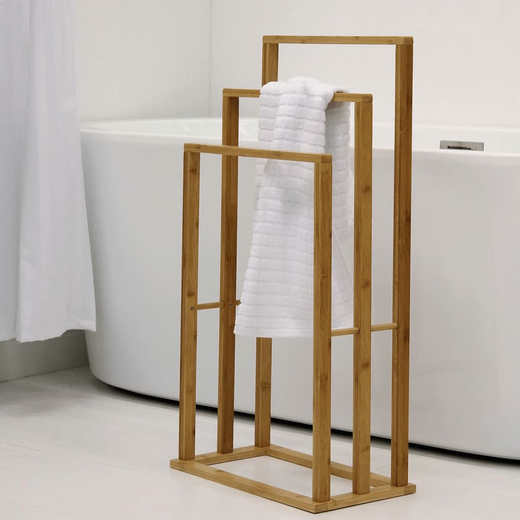 Soluciones de baño Soluciones de baño Rack de toallas con 3 varillas de bambú