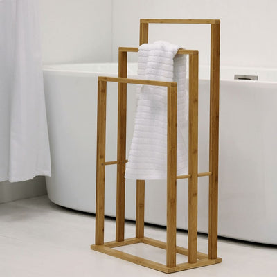 Soluciones de baño Soluciones de baño Rack de toallas con 3 varillas de bambú