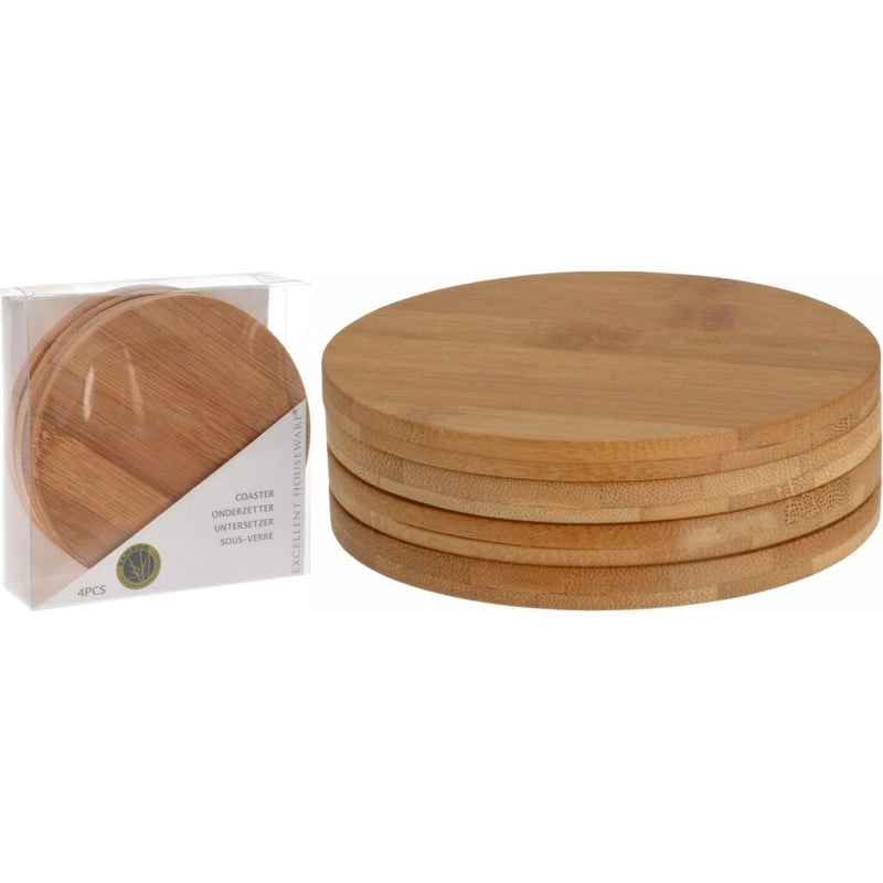 Excelente Housware Housware redondeo de bambú de bambú 6.5 cm 4 piezas