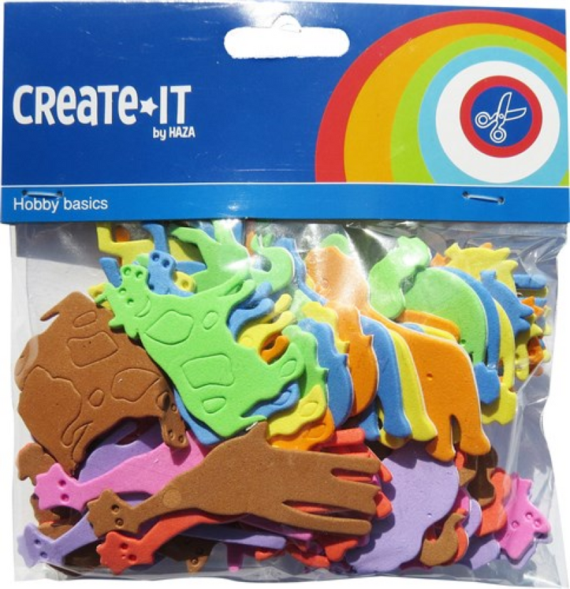 Haza witbaard foamstickers dieren, 64st.