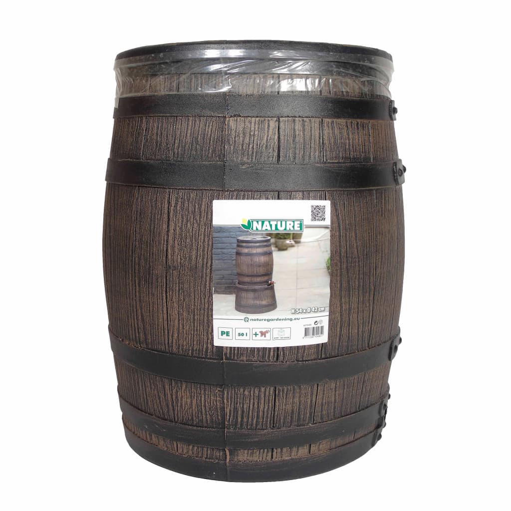 Nature Nature Rain Barrel con legno look 50 L 38x49,5 cm marrone