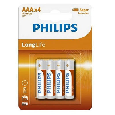 Philips R03 Longlife AAA Battery 4 pezzi