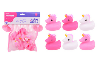 Johntoy badspeelgoed happy world eenhoorn flamingo 6 stuks multicolor.