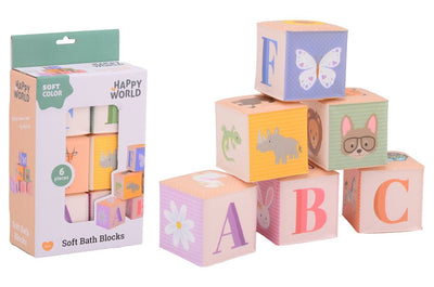 Happy World Soft Bath Blocks Animals and Letters, 6dlg.