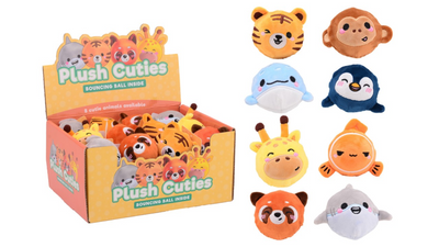 Johntoy plush cuties - pvc stuiterballen in display 8 assorti