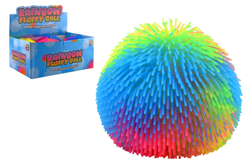 Johntoy grote regenboog fluffy bal - 22cm