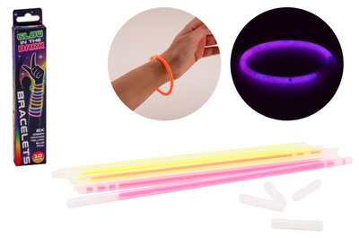 Pulseras Johntoy que brillan en la oscuridad.