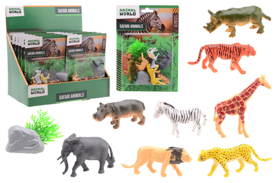 Johntoy wild animal play set 10-piece on card