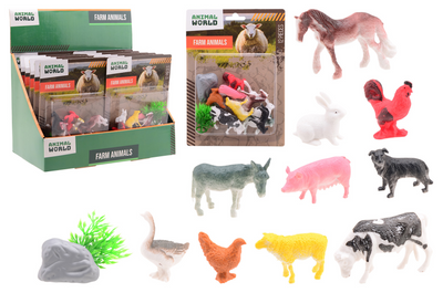 Johntoy farm animals play set 12 pieces on card