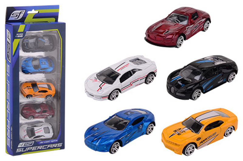 Johntoy super cars die-cast auto, 5st.