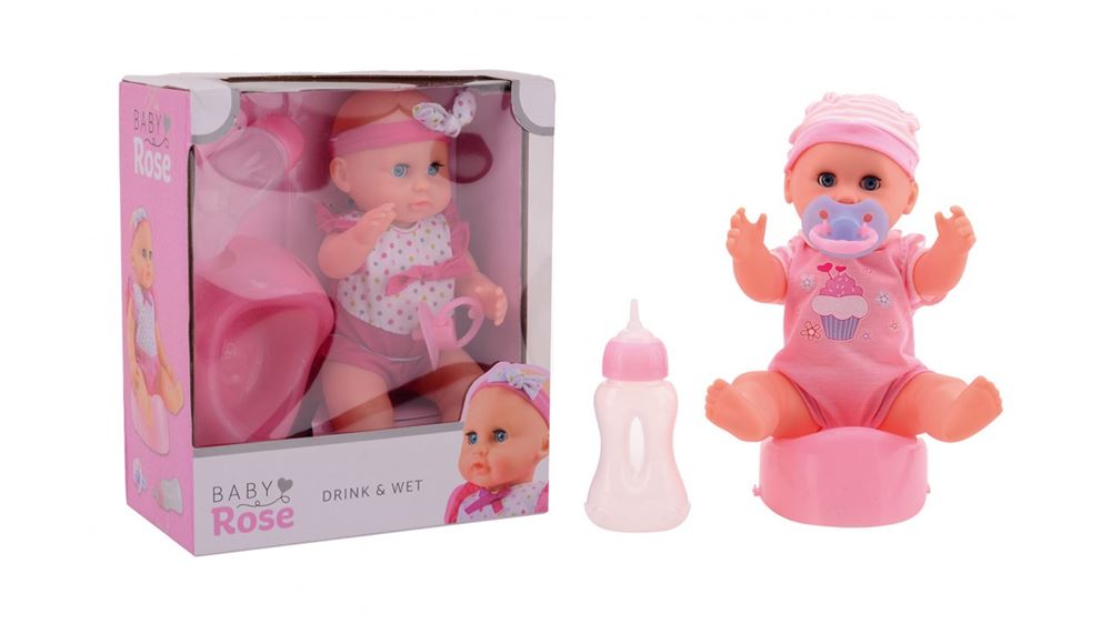 Baby Rose Drinking Plaspop, 25cm