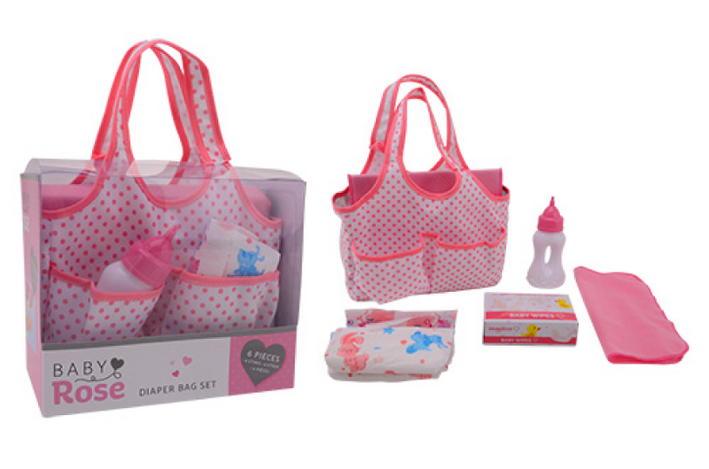 Borsa per pannolini rosa con accessori